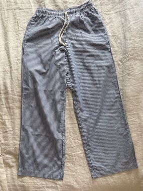 DONNI. Navy & White Pinstripe Drawstring Joggers